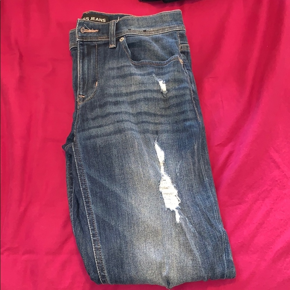 WOMENS EXPRESS RIPPED CROPPED JEAN LEGGINGS